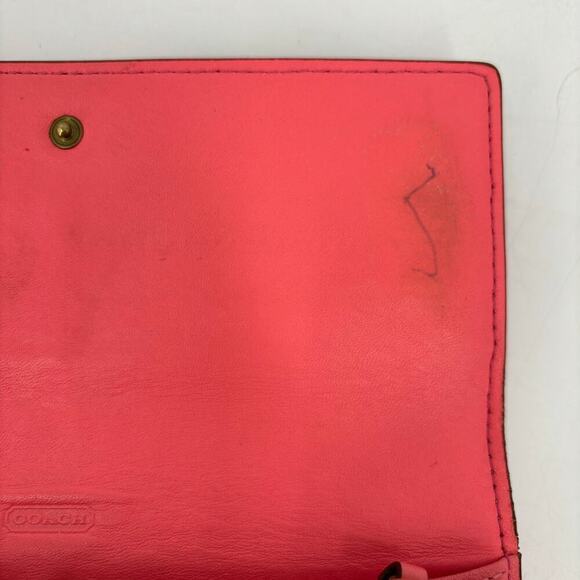 Coach Leather Bonnie Slim Envelope Wallet Double Zipper Coral and Pink 8 Inch - Picture 3 of 13